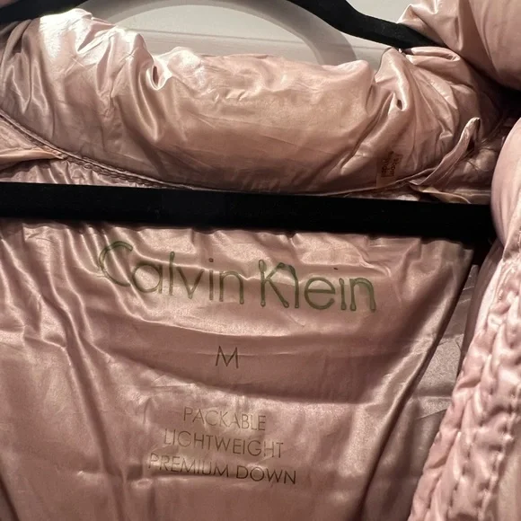 Calvin Klein Women's Shiny Pink Puffer Jacket - Picture 3 of 5